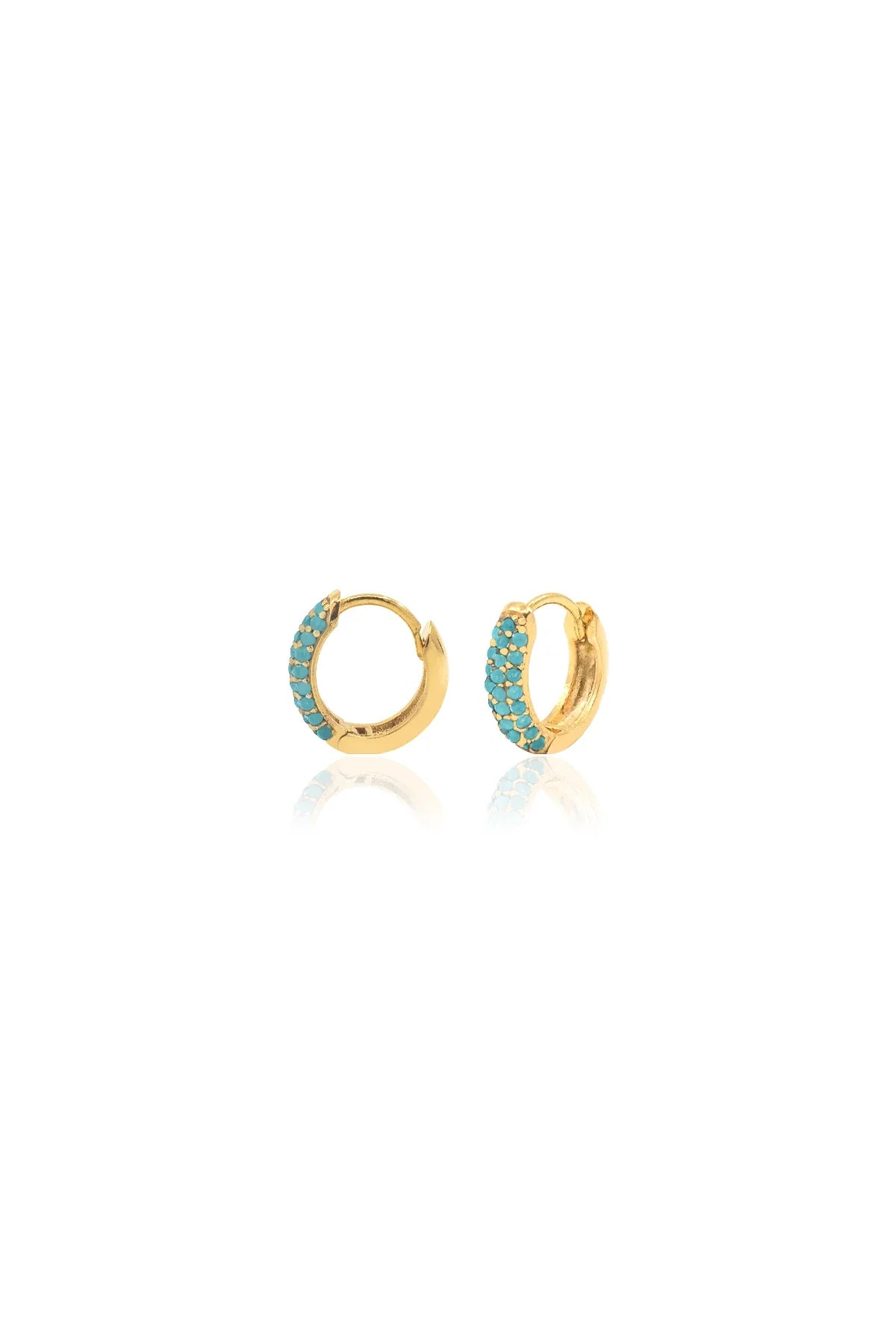 TURQUOISE – CZ Pavé Mini Hoop Earrings
