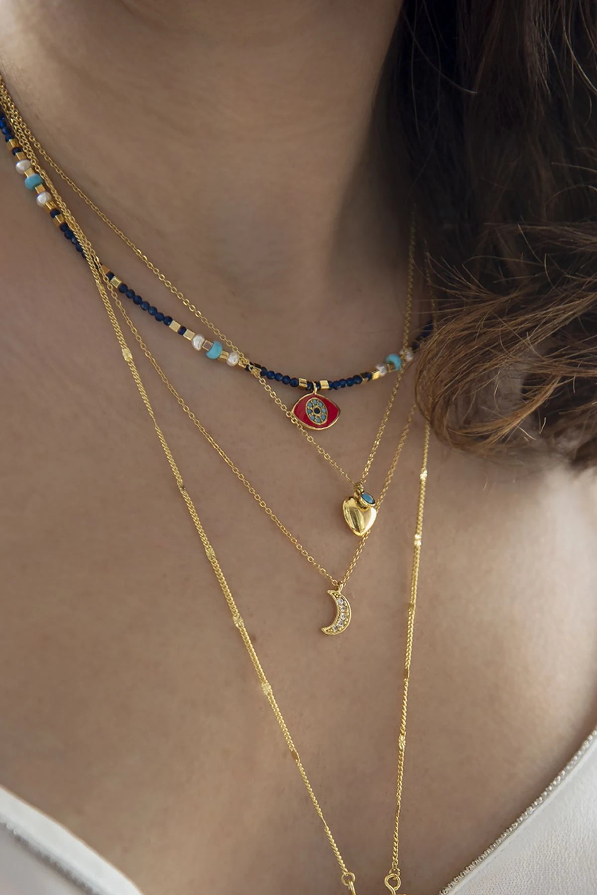 TINY MINI – Layered Gemstone & Mini Pendant Necklace Set