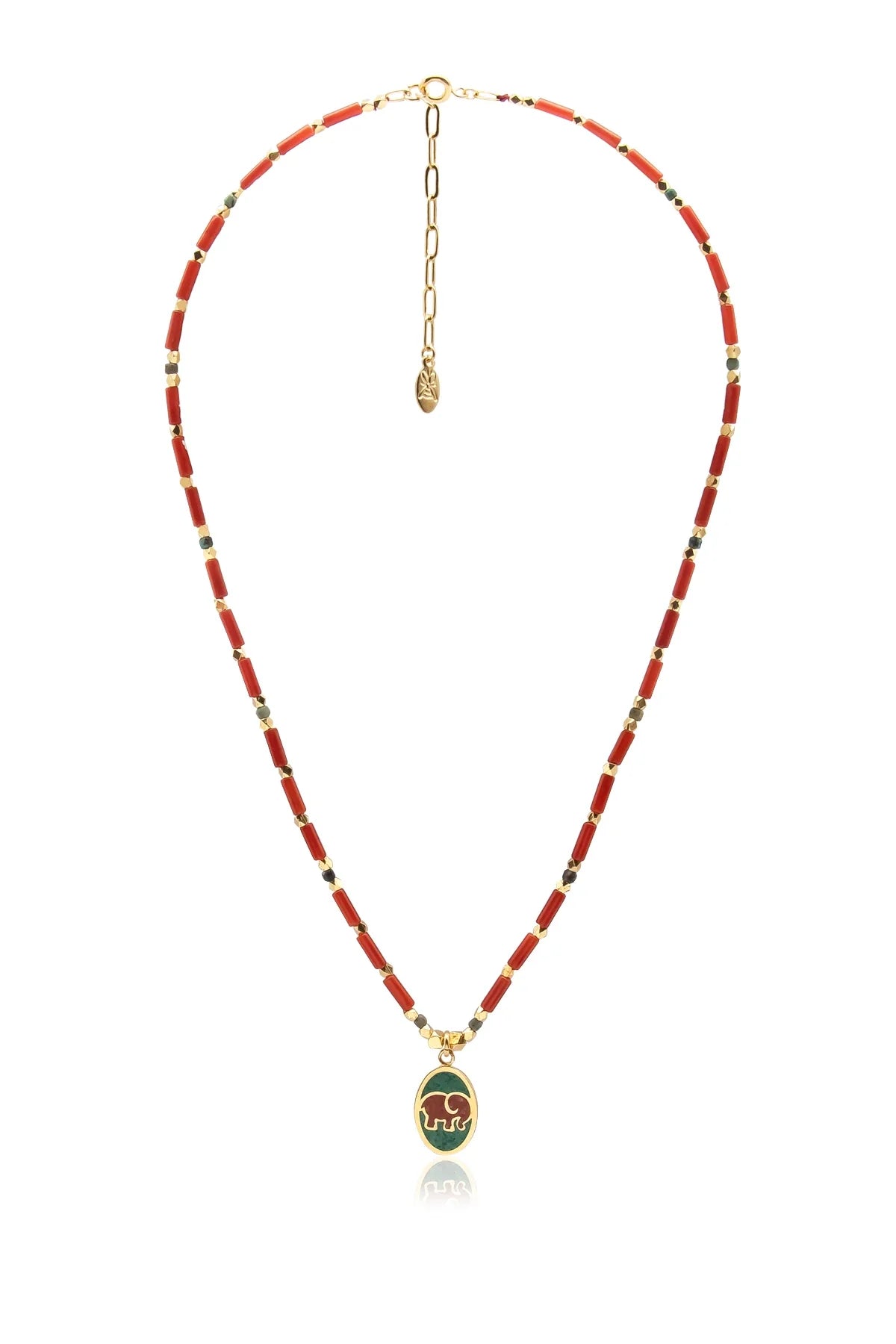 GANIA - Coral Elephant Necklace