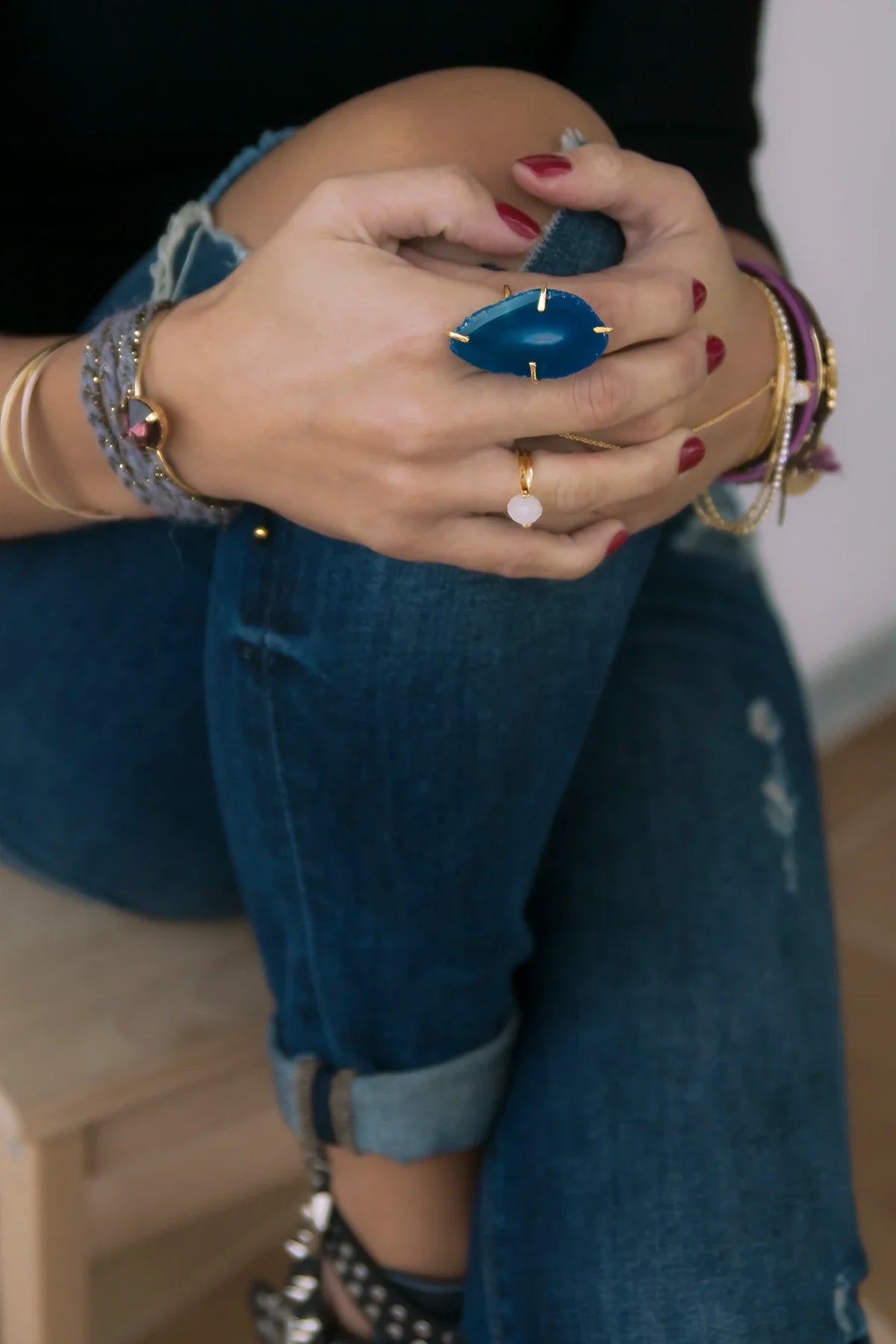 NATURAL BLUE – Agate Stone Ring