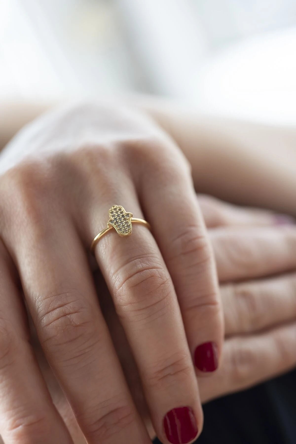 DIAMOND HAMSA - Fatima's Hand Ring