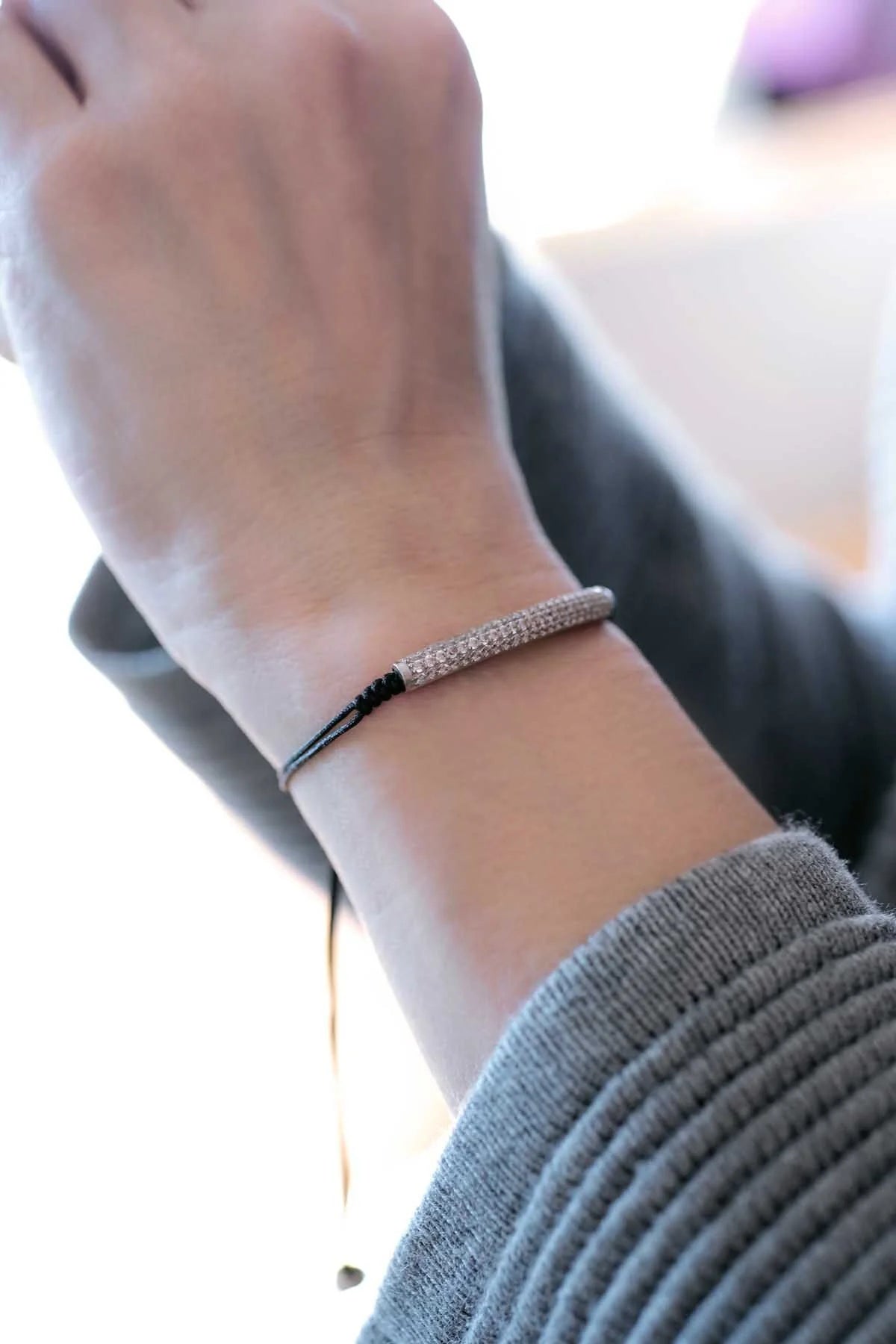 TUBE – CZ Bar Adjustable Cord Bracelet