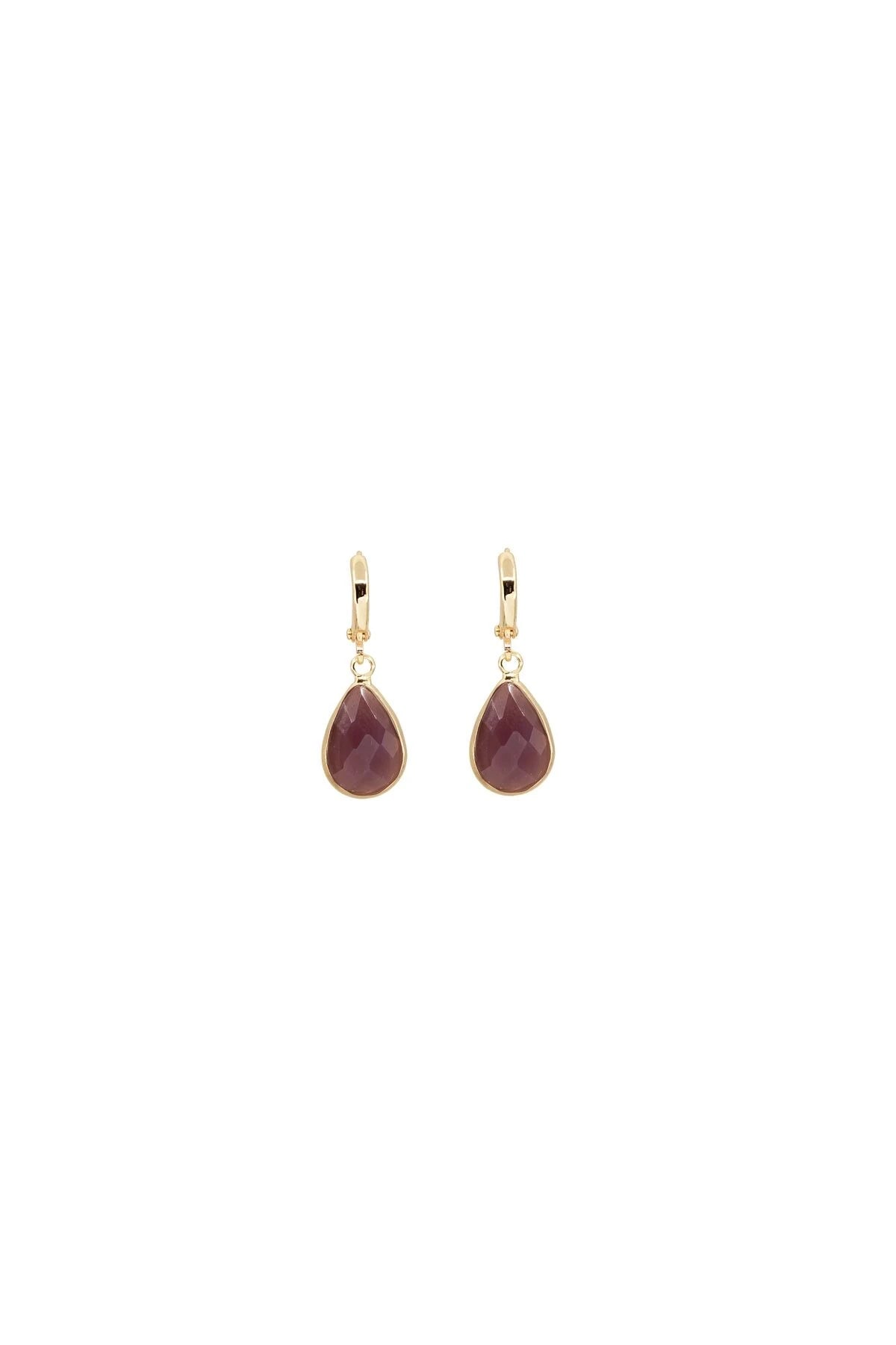 PURPLE DROP – Teardrop-Cut Crystal Huggie Earrings
