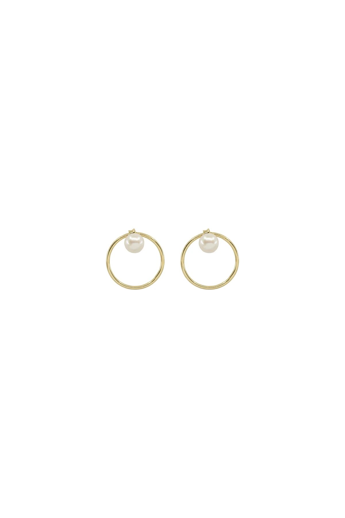 WHITE DOT – Double-Sided Pearl Hoop Earrings