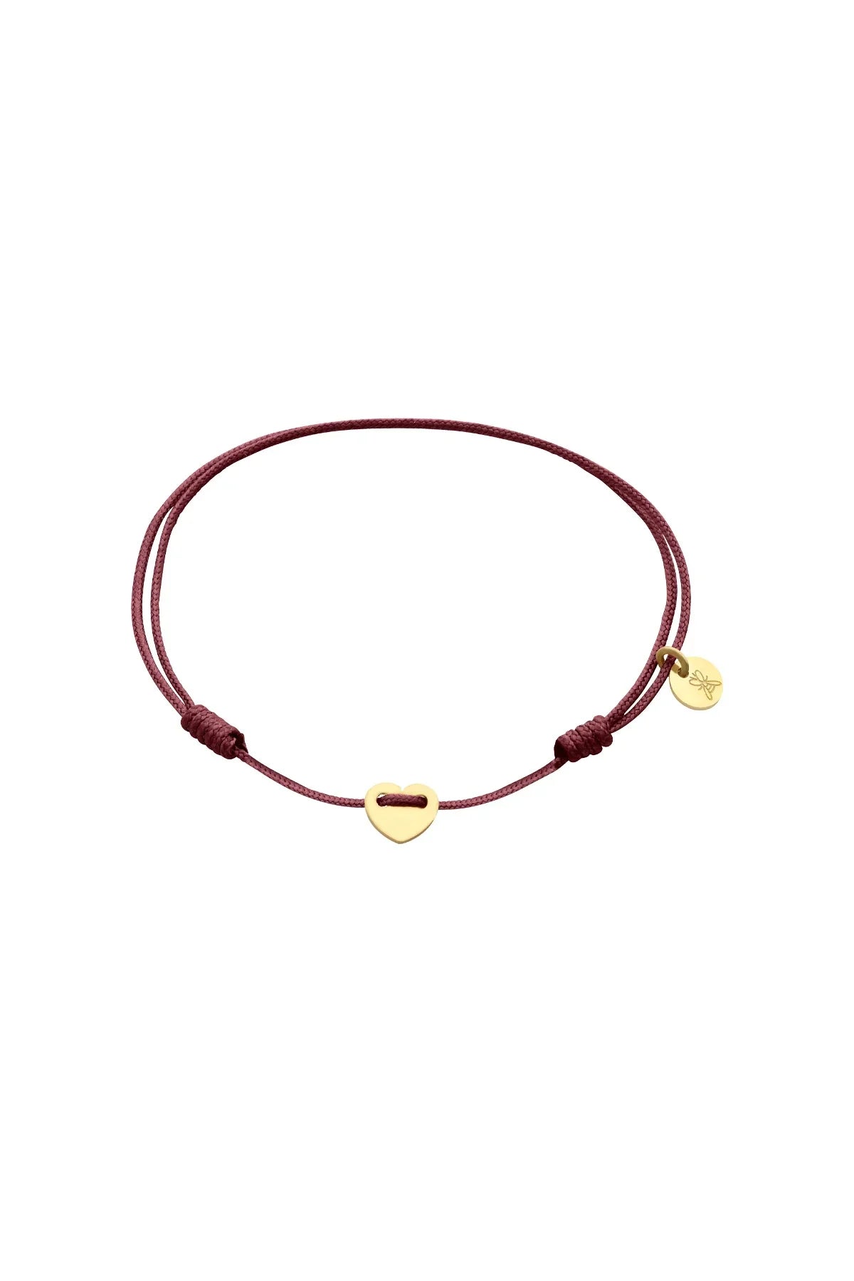 TINY LOVEFUL - BURGUNDY - Minimal Heart Cord Bracelet