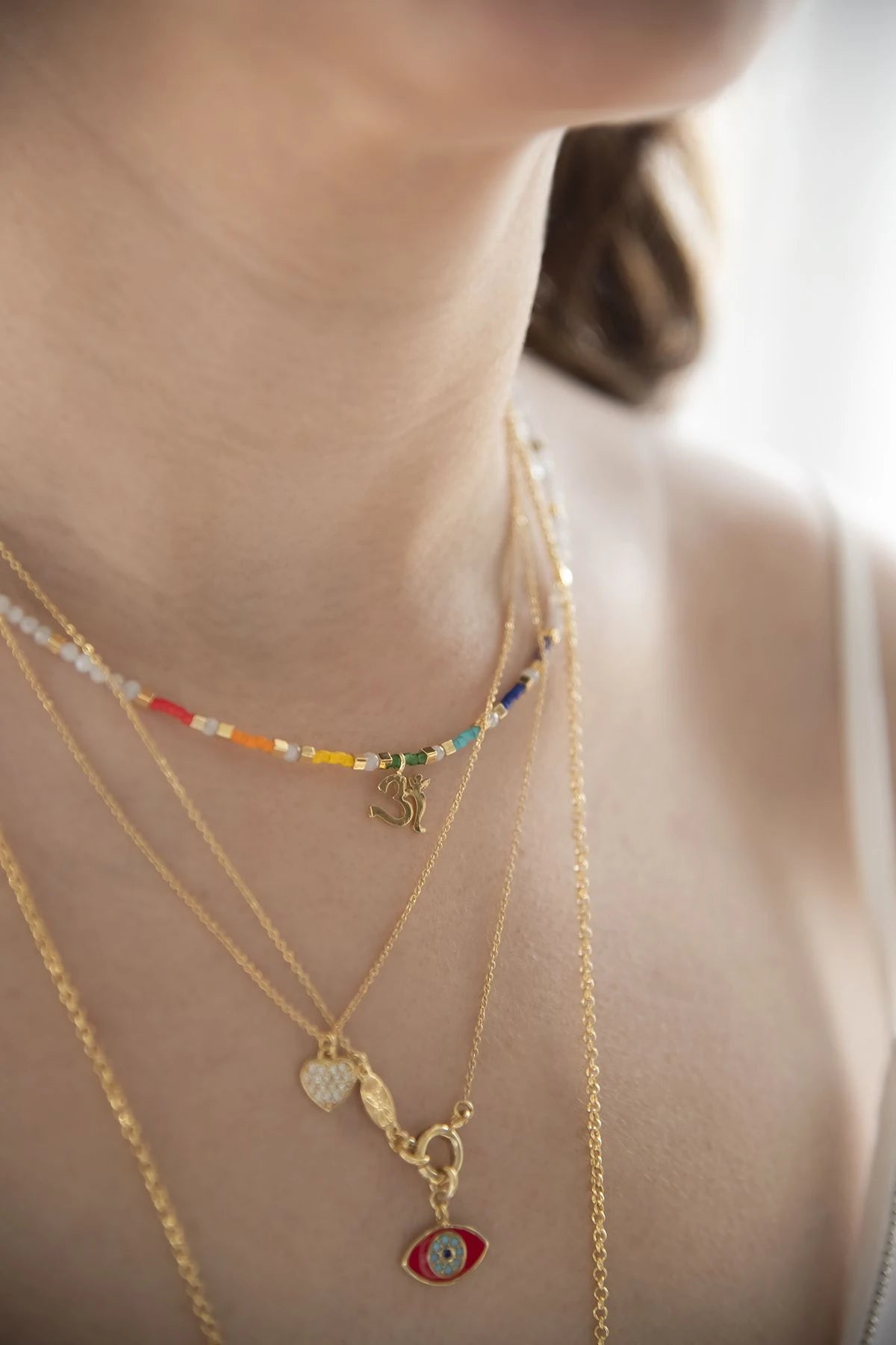 CHAKRA – Heart, Moonstone & Eye Layered Necklace Set