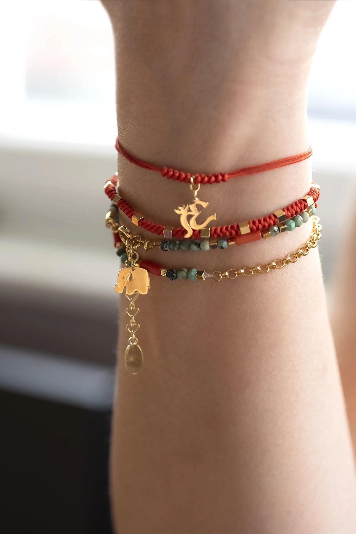 BIG SOUL – Elephant & Gemstone Stacking Bracelet Set