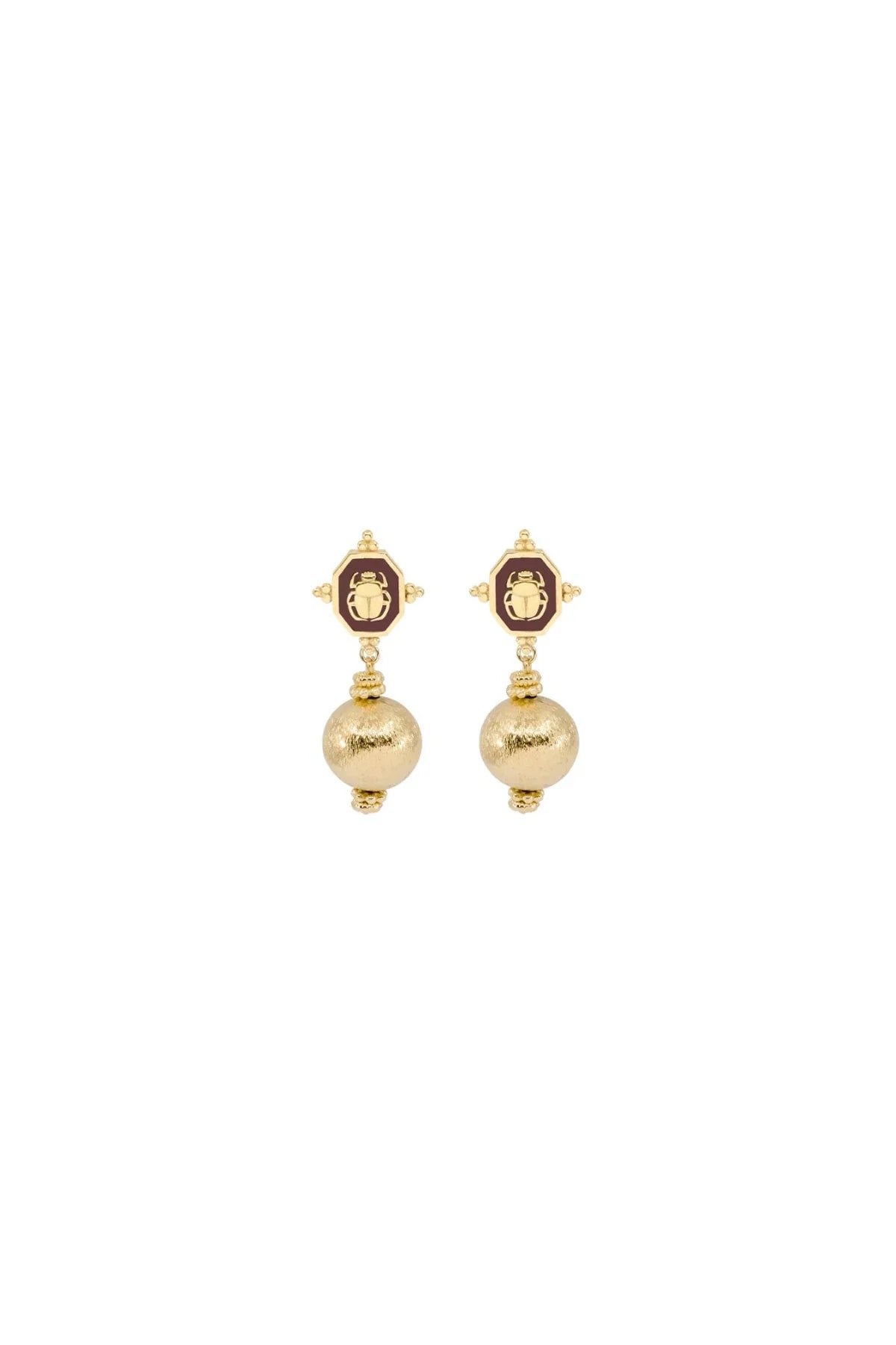 SCARABURG – Burgundy Scarab Drop Earrings