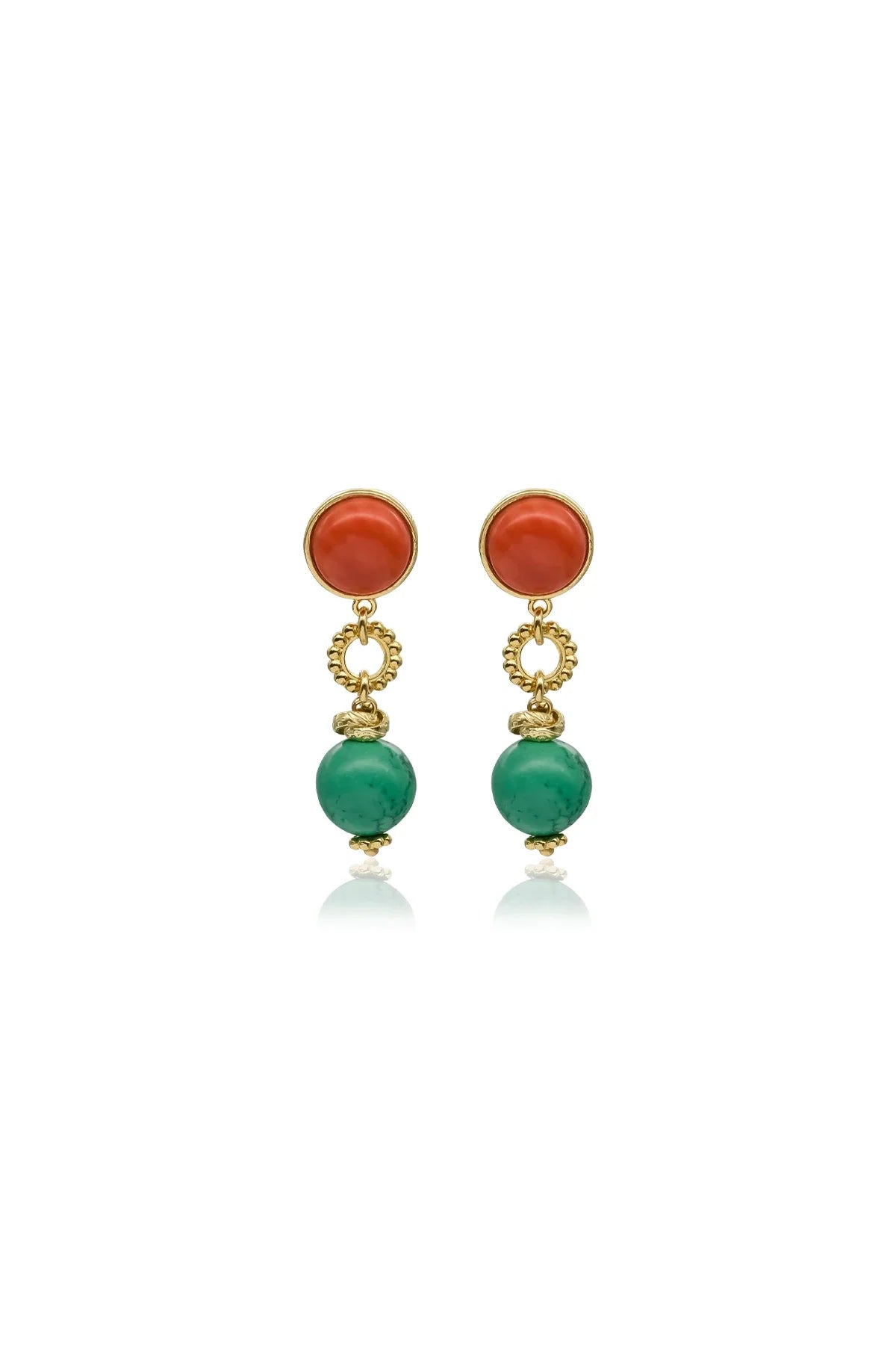 MARIGOLD – Coral & Turquoise Drop Earrings