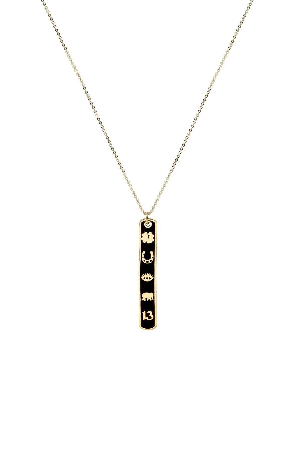 LUCKYOU- BLACK - Lucky Double-Sided Enamel Necklace