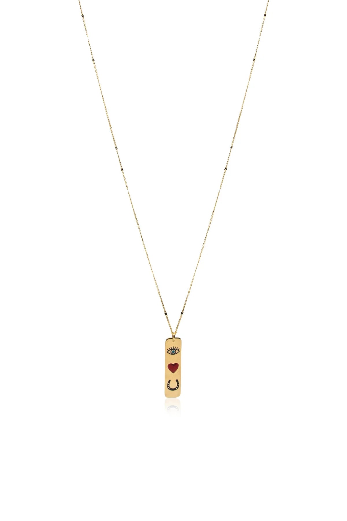 I LUV U – Symbolic Enamel Pendant Necklace