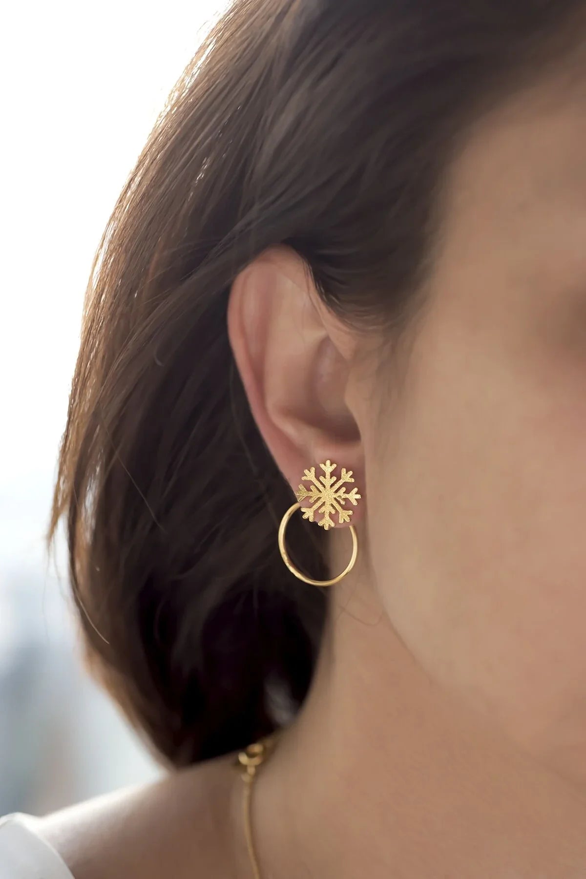 SNOWBALL – Snowflake Back & Front Earrings