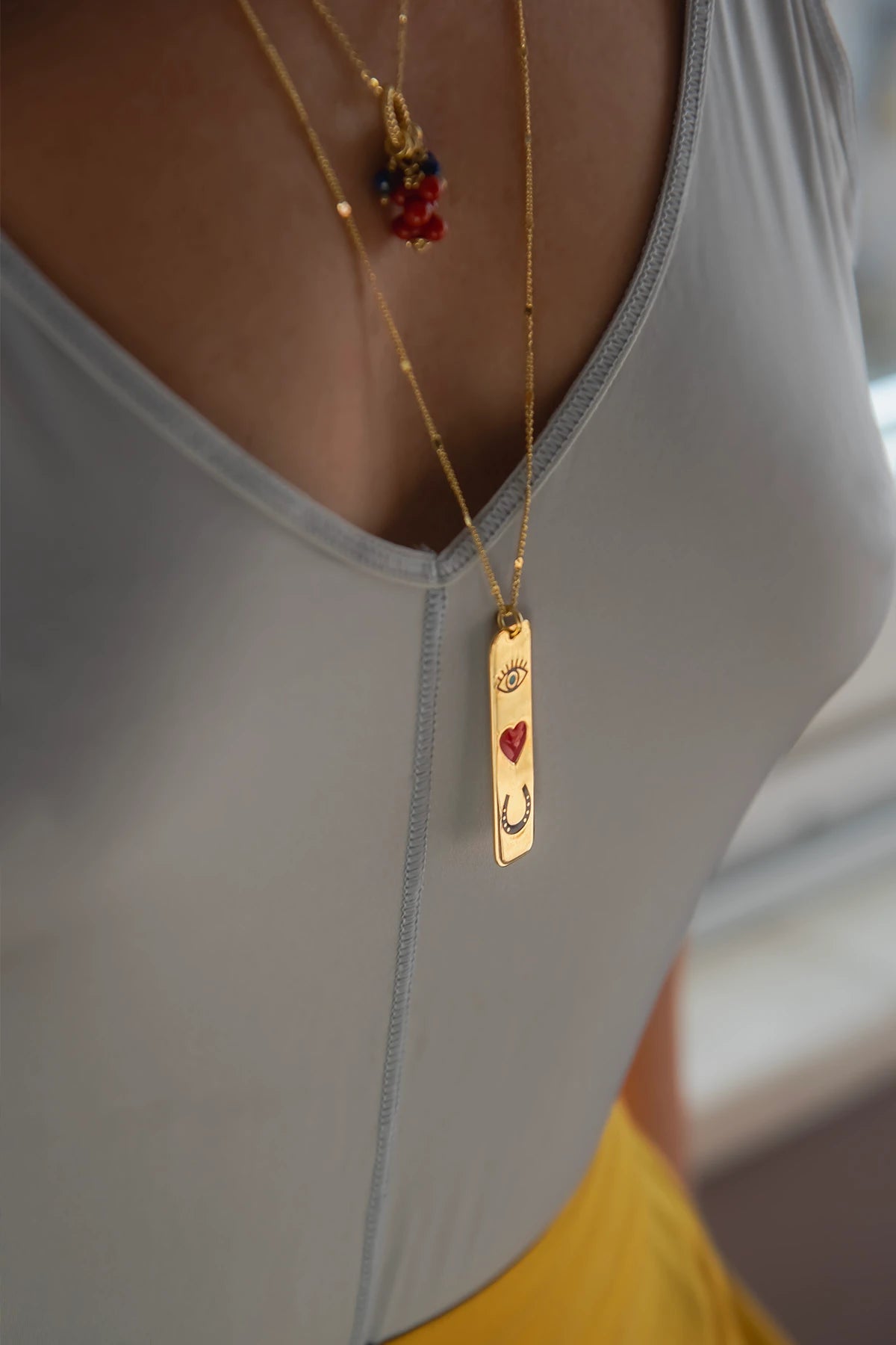 LOVELY BLUE – Layered Enamel & Gemstone Necklace Set