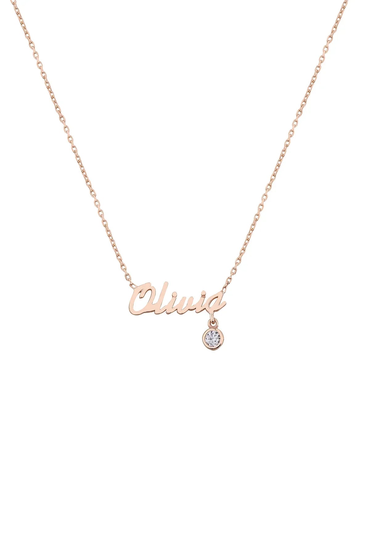 DIAMOND NAME - Script Birthstone Necklace