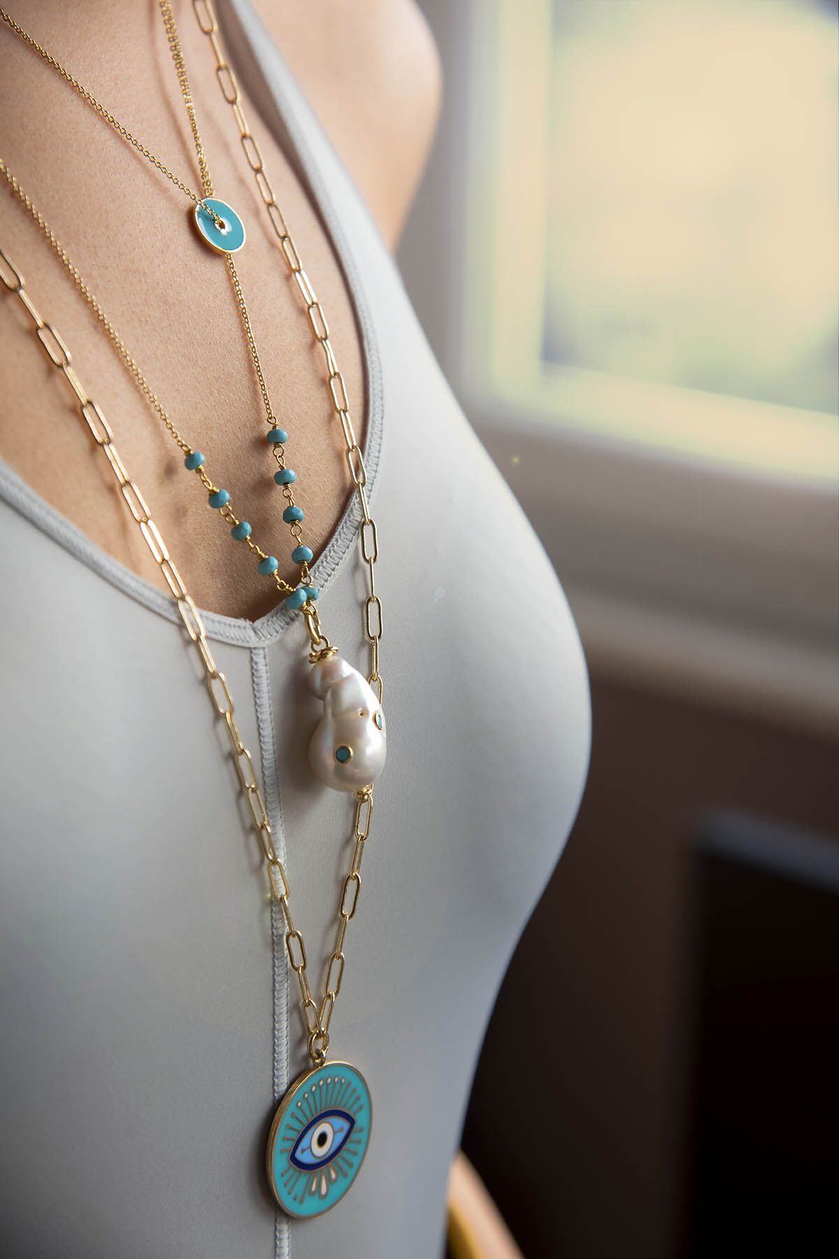 BIG BANG - Azure - Turquoise Enamel Necklace