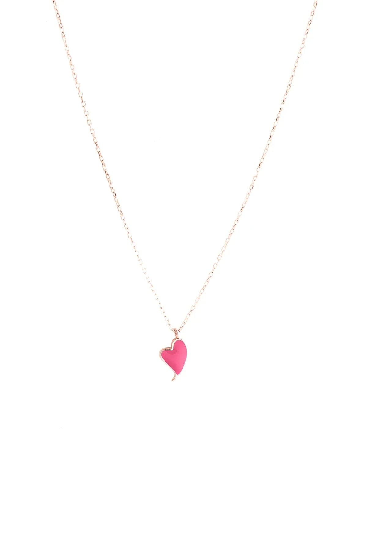 LOLA HEARTBEAT – Pink Enamel Heart Pendant Necklace