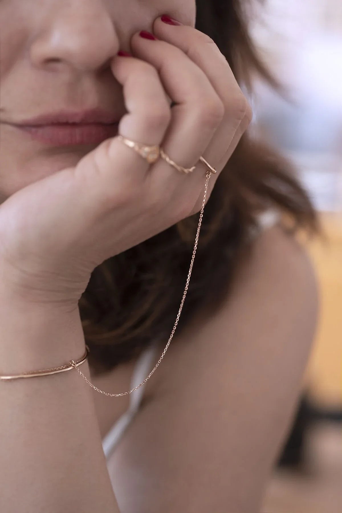 LIAISON – 14K Gold Hand Chain Bracelet