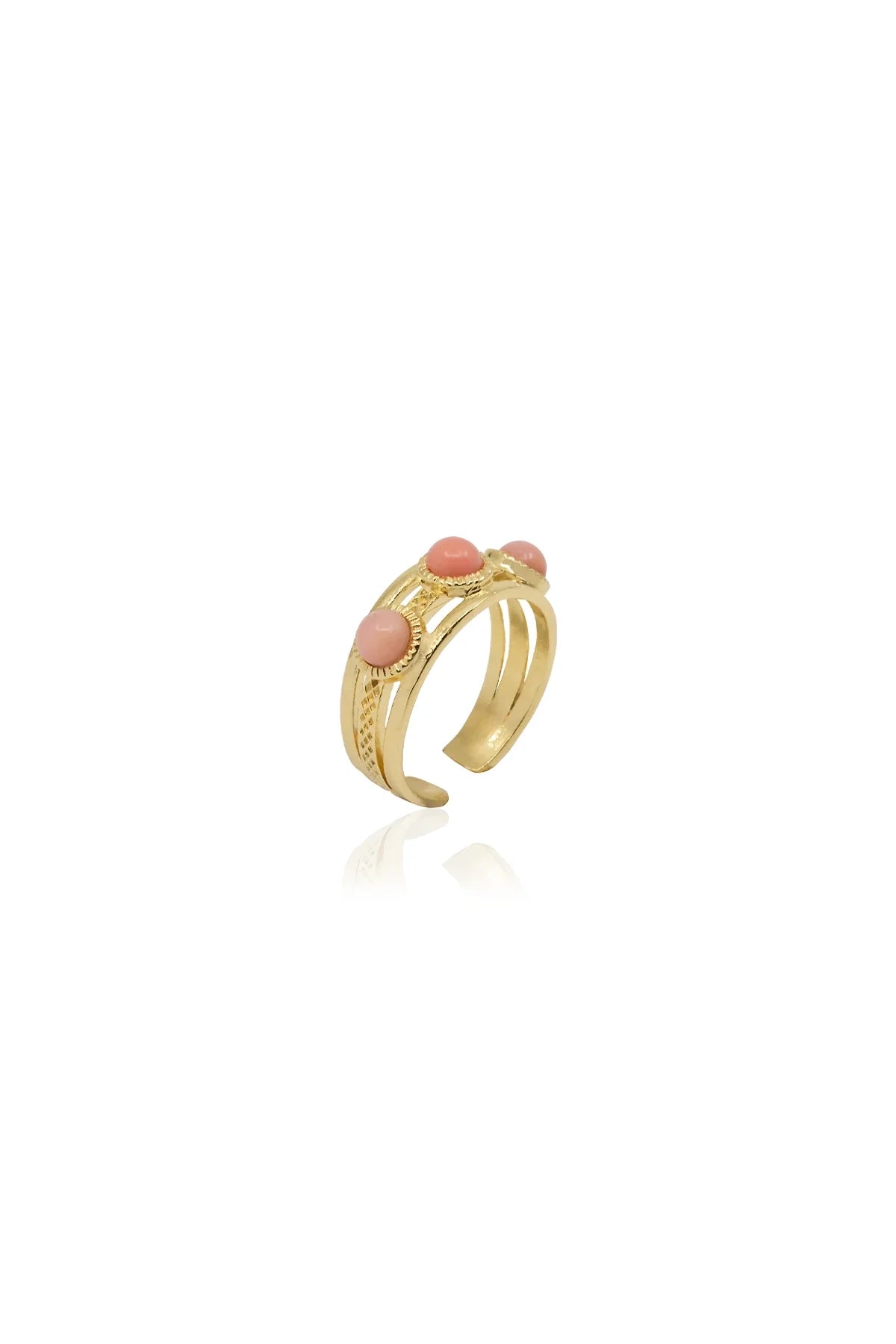 REINA PINK – Pink Coral Triple-Band Ring