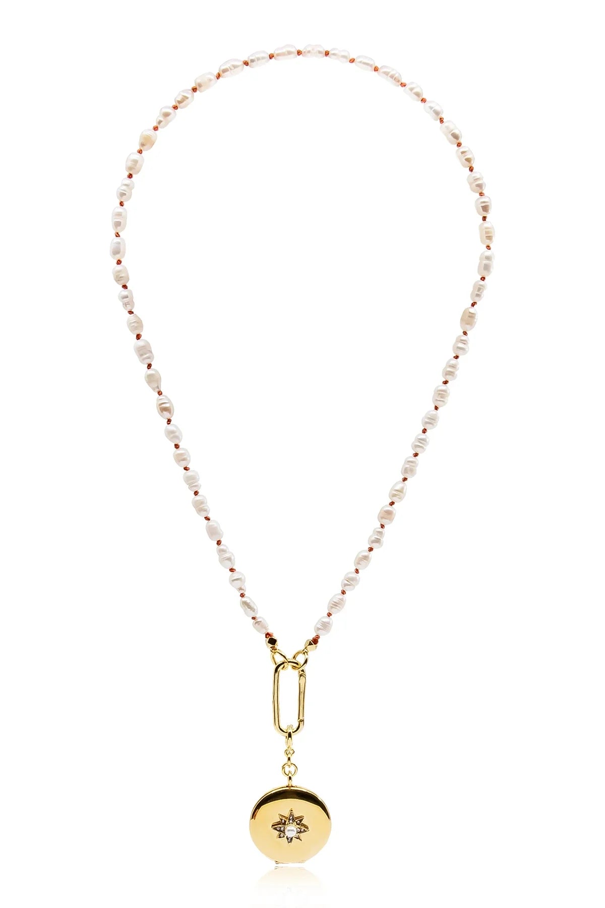 GOLDSTAR – Star Pearl Charm Necklace