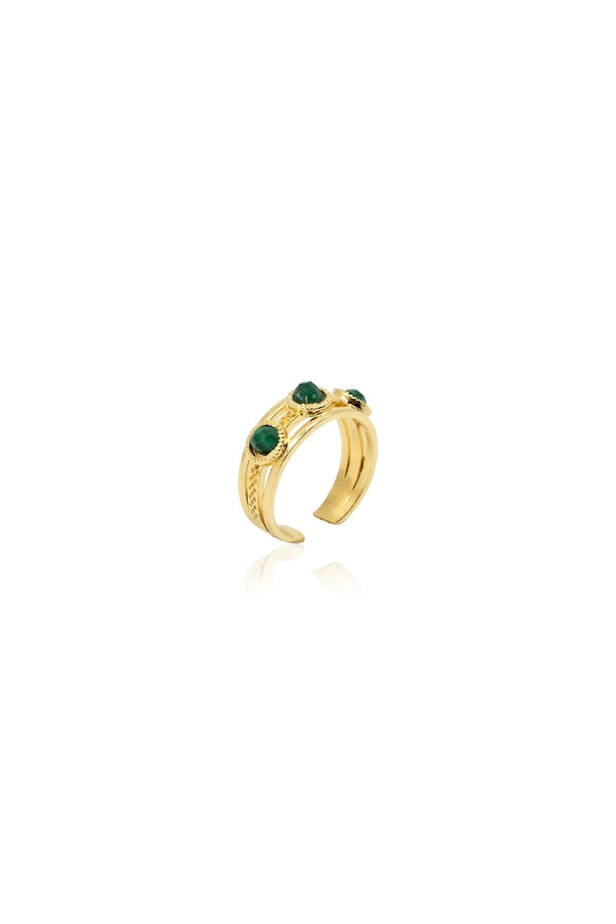REINA GREEN – Malachite Triple-Stone Ring