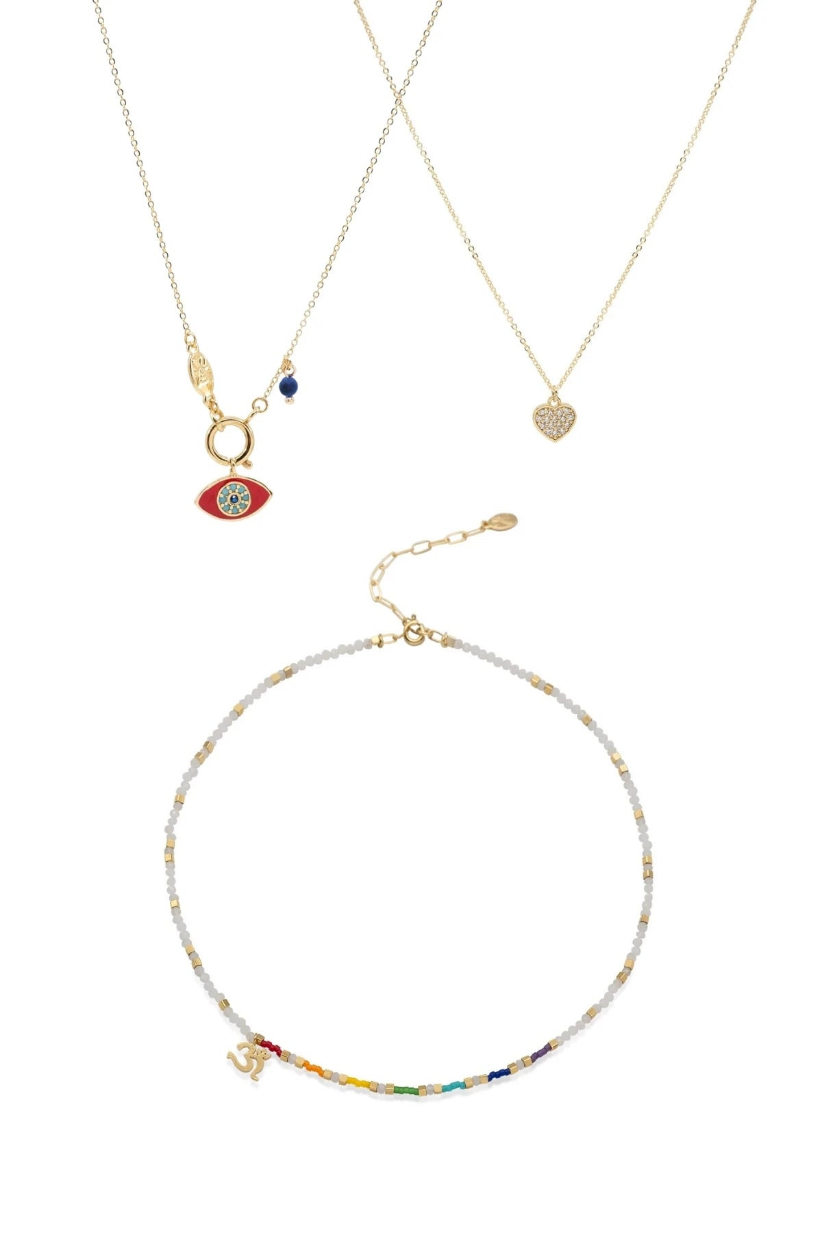 CHAKRA – Heart, Moonstone & Eye Layered Necklace Set