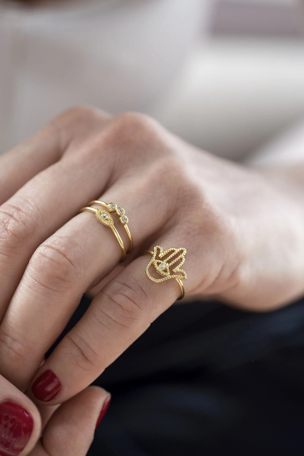 TRIA WHITE – Triple CZ Adjustable Ring