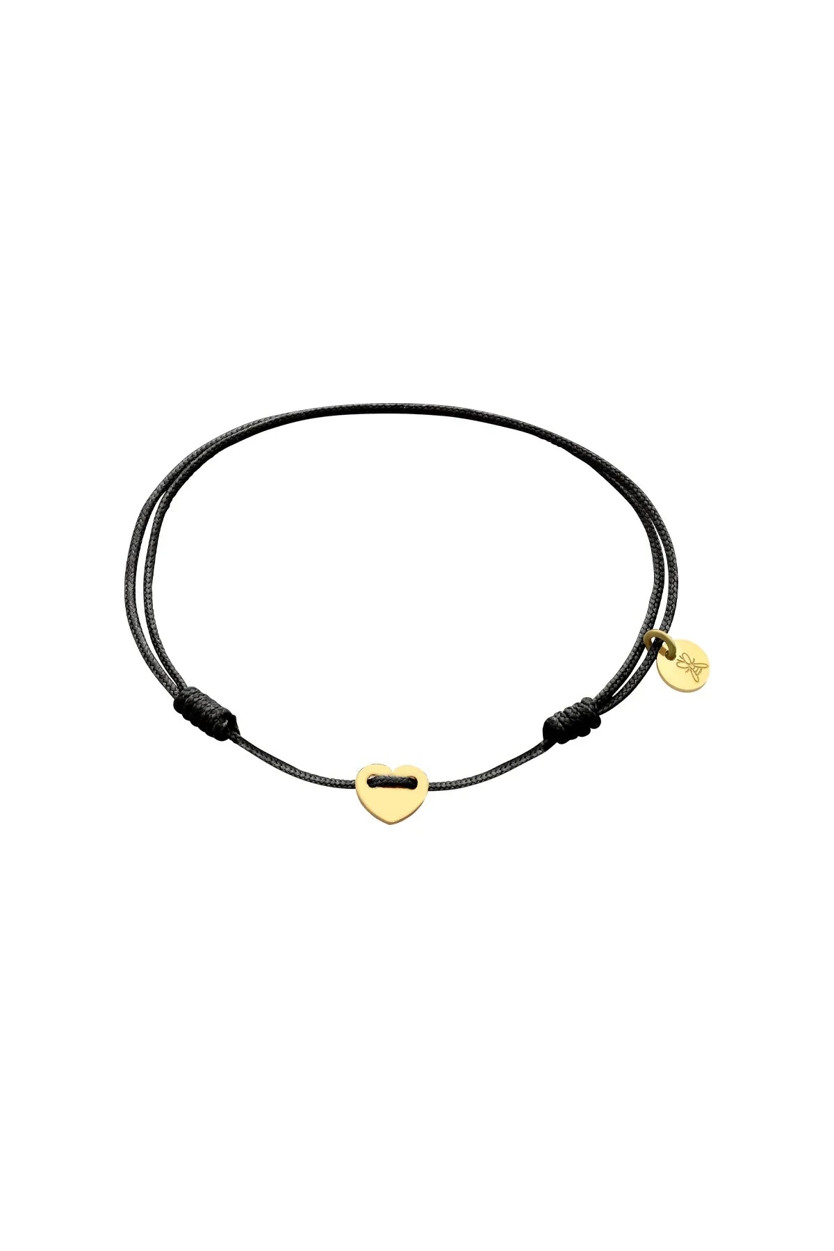 TINY LOVEFUL - BLACK - Minimal Heart Cord Bracelet