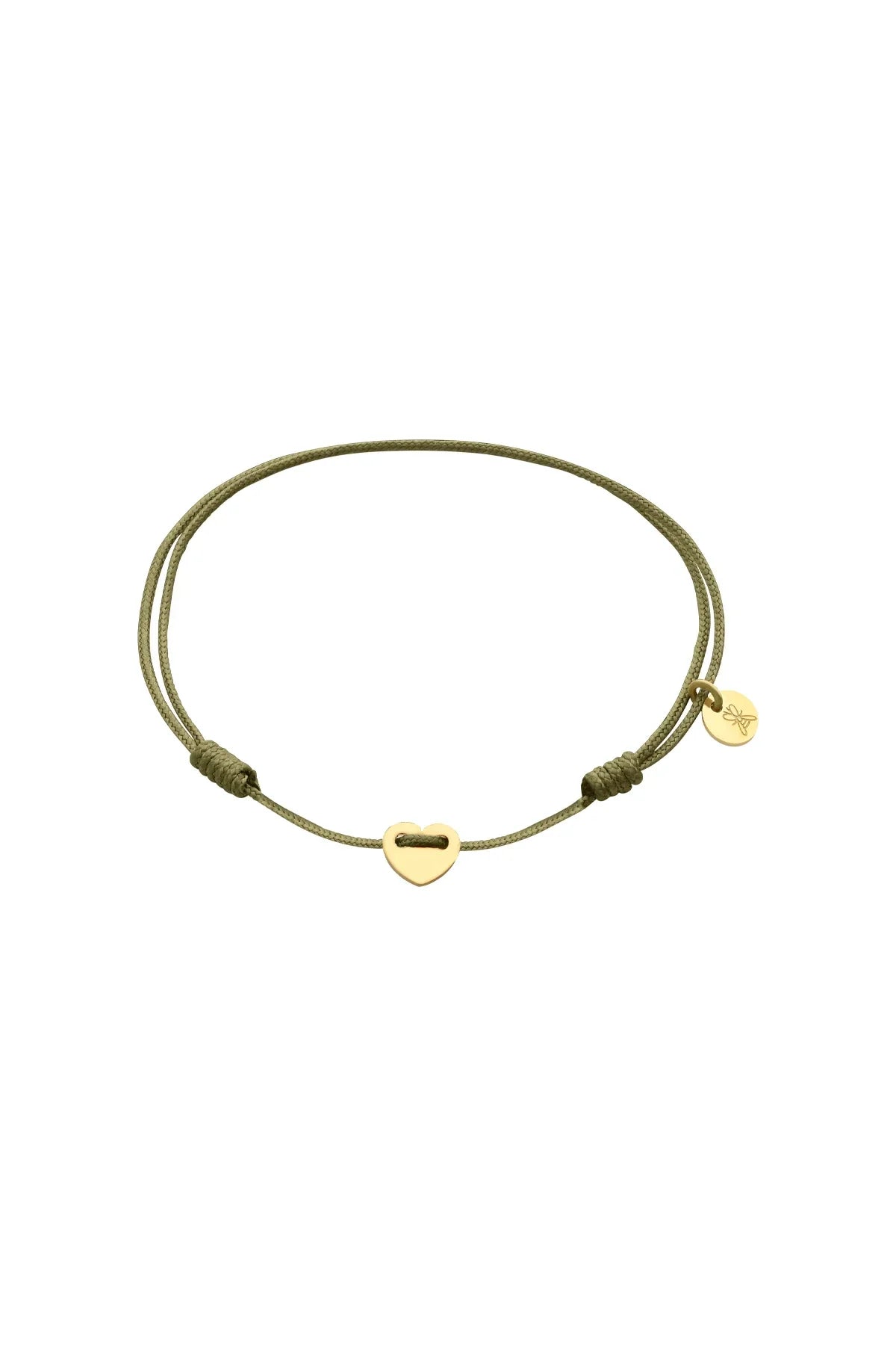 TINY LOVEFUL - KHAKI - Minimal Heart Cord Bracelet