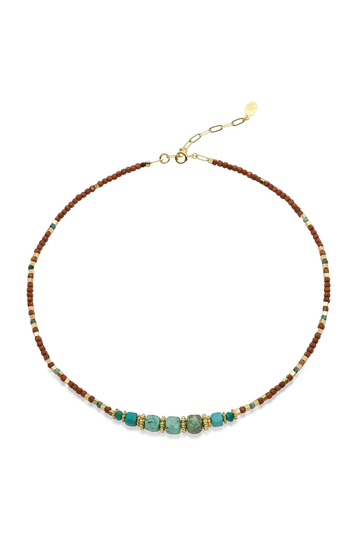 MAKAI – Cube-Cut Jasper & Turquoise Beaded Necklace