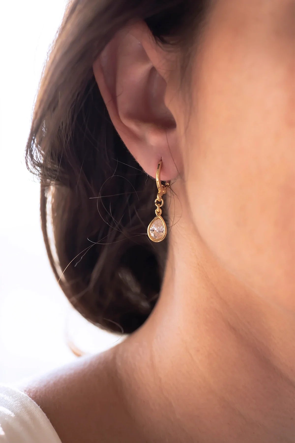 ANGELINA - Diamond -  Huggie Earrings