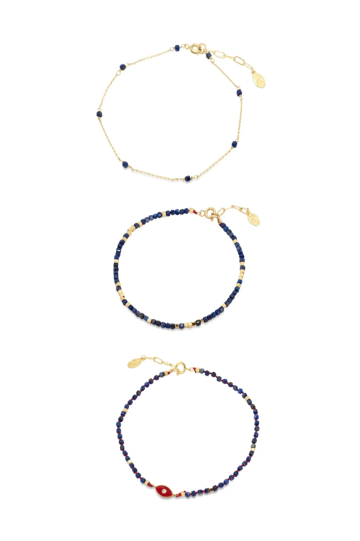 LUIGI - Stackable Lapis Beaded Anklets